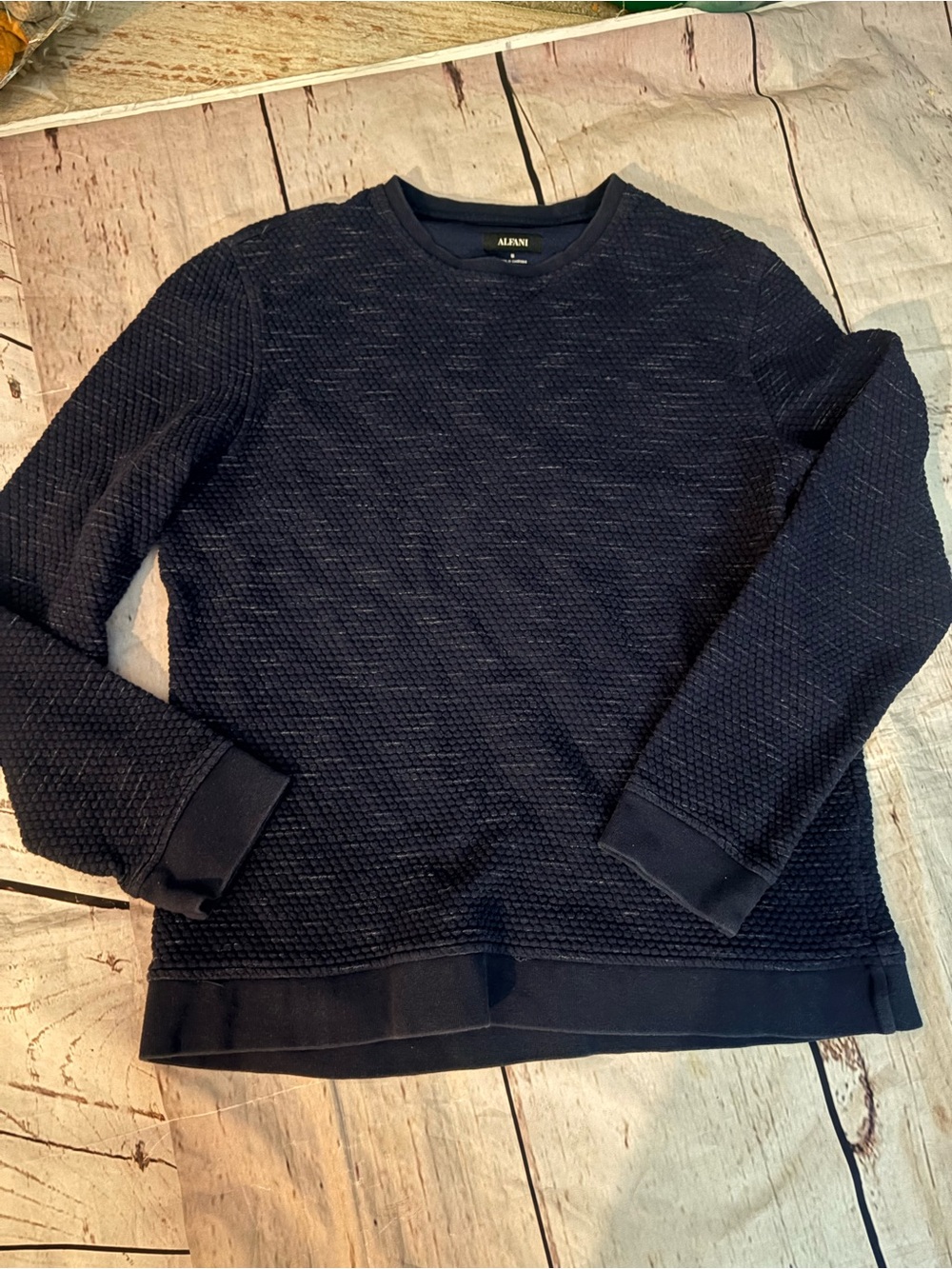 Alfani Navy Textured Crewneck Pullover Sweater men’s medium